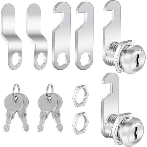 2er-Pack Schrankschlösser mit Schlüsseln, 30 mm, Briefkastenschloss, Nockenschloss, gleichschließend, Möbelschloss, Schranktür-Schubladenschloss für Briefkasten (1/4)