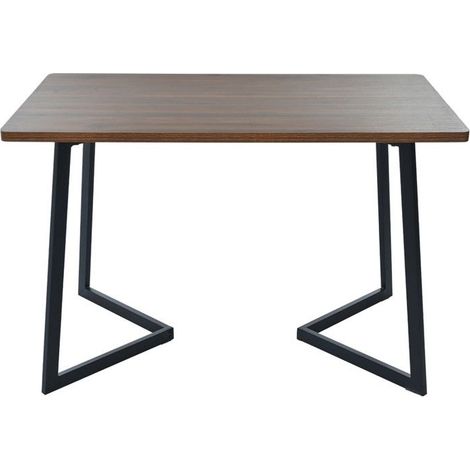 Table à manger avec 4 chaises - pieds en métal et plateau de table noyer,Ensemble de salle à manger chaises en velours noir