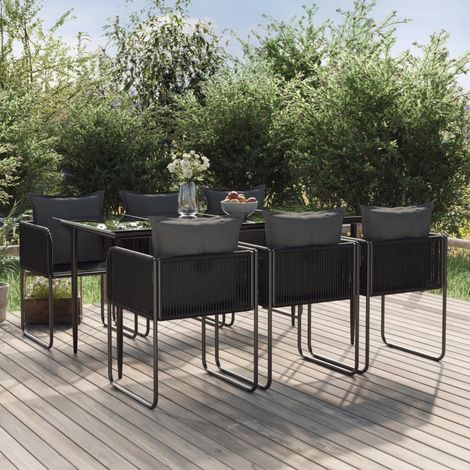 Ensemble Table et Chaise de Jardin 7 pcs - Ensemble Table à manger + 6 chaises Noir BV883502 - BonneVie (1/5)