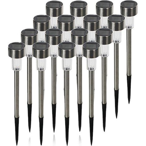 Lot de 16 lampes solaires d'extérieur, en acier inoxydable, lampadaires, lumière blanche, (1/5)