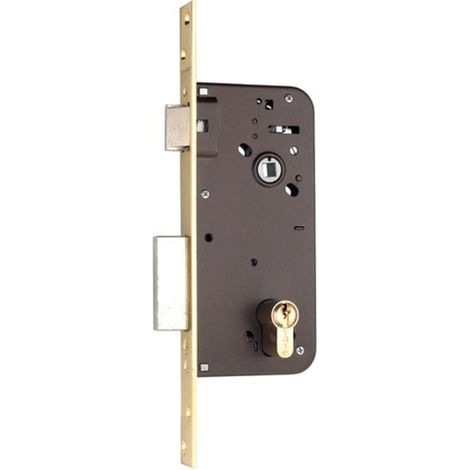 Cerradura embutir madera YALE modelo 600/60mm - talla Latonado. Entrada 45 mm