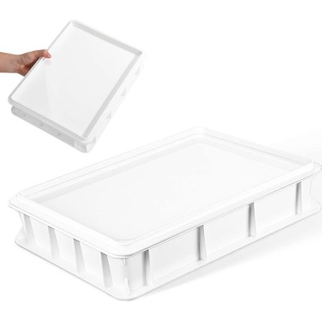 Boîte de fermentation en plastique compatible avec la pâte à pizza, avec couvercle, format compact (1/5)