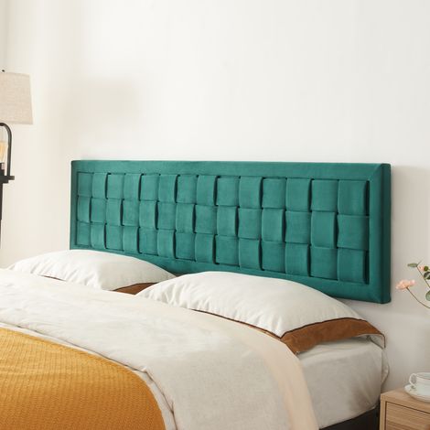 Testiera Imbottita Tervo da Parete per Letto Matrimoniale 180 x 45 cm - Verde [en.casa]