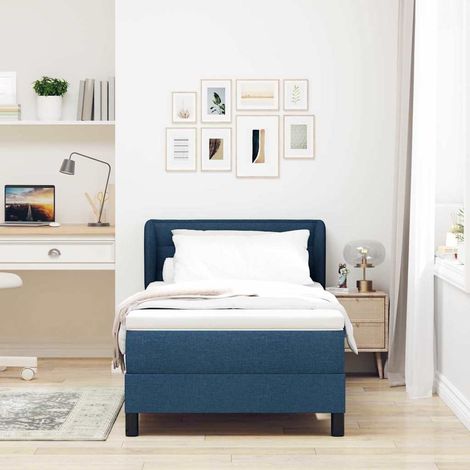 Boxspringbett mit Matratze mit Matratze Blau 100 x 200 cm Stoff vidaXL (1/5)