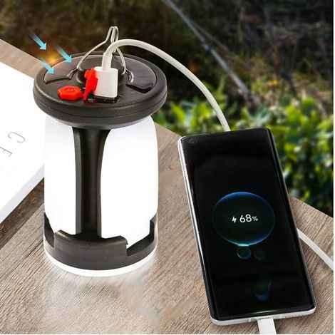 Wiederaufladbare Solar-Campinglaterne, 1000 Lumen, leistungsstarker 4500-mAh-Akku, 6 Leuchtmodi, faltbar, ideal für Camping, Wandern, Rettungsdienste, Angeln und Höhlenforschung (1/5)