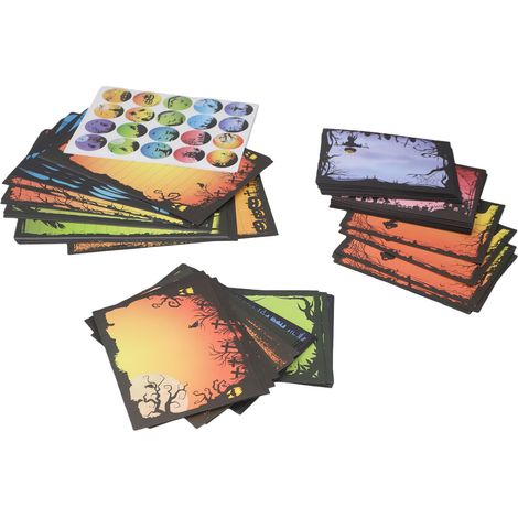 Ensemble de papeterie de 160 pièces comprenant du papier à lettres, des enveloppes et des autocollants ronds pour invitations et messages de vœux. (1/5)