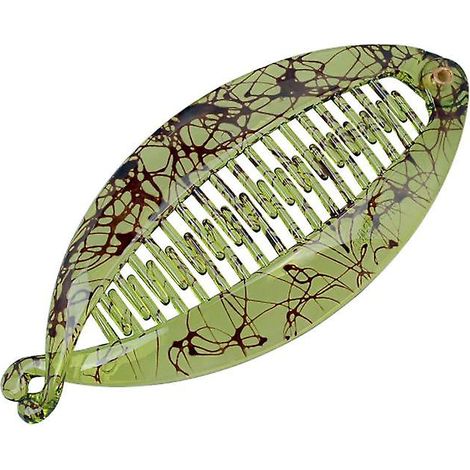 Breiter grüner Schildpattkamm und Haarspange für langes Haar (1/4)