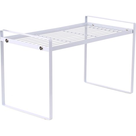 Weißes, zweistöckiges Metallregal/Organizer für Küchenschränke und Arbeitsflächen mit einer maximalen Tragkraft von 10 kg (Gitterablage). (1/3)