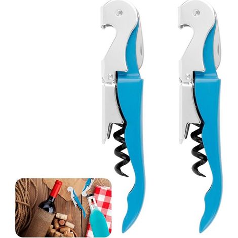 Allecto Plus，Sacacorchos y abridor de vino，Cuchillo de sumiller，Cubiertos de camarero，Acero inoxidable，Azul，Juego de 2 piezas (1/5)