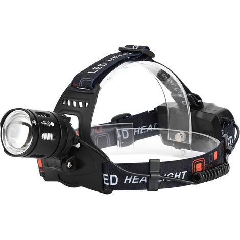 Lampe frontale LED P50, batterie externe rechargeable USB, 3 modes d'éclairage, 3500 lm, lampe torche, idéale pour le camping et la chasse, étanche, noire (1/5)