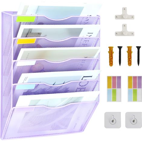 Porte-documents Mural en Suspension, Porte-documents Mural A4 en Maille avec Plateau, Porte-documents Mural pour Magazines, Documents et Courrier Organisateur de Magazines et de Stockage (1/5)
