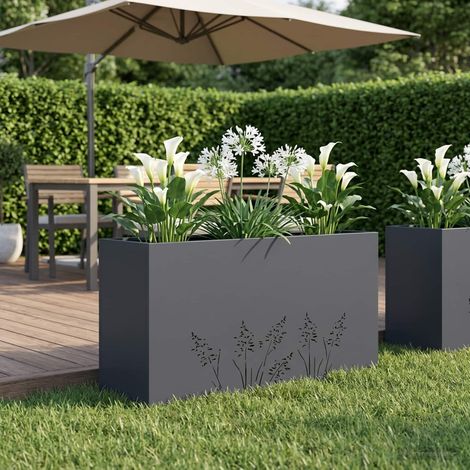 vidaXL Cache-pot de jardin Anthracite 100 x 30 x 49 cm (1/5)