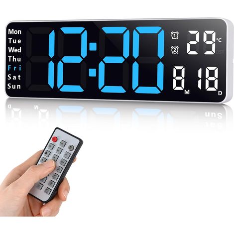 1 Horloge Murale LED 13 Pouces, Compte à Rebours, Luminosité Réglable, Télécommande, Salon Cuisine Bureau (1/5)