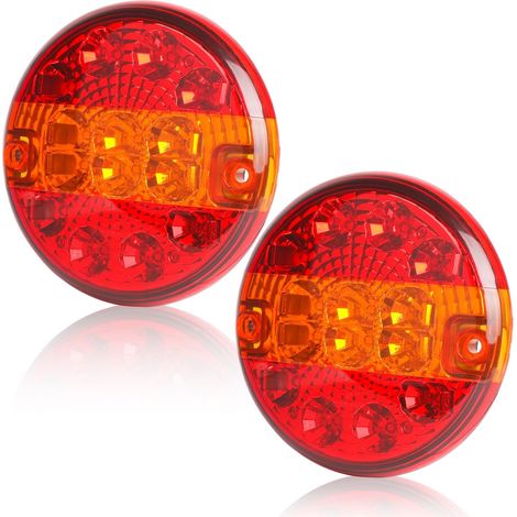 Lot de 2 feux arrière LED ronds pour remorque, camion, caravane, étanche 12 V 24 V (1/5)