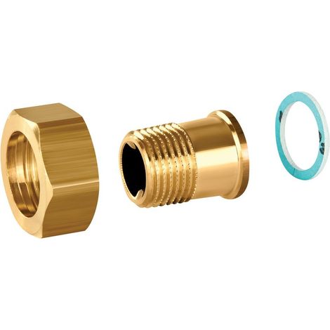Resideo Anschlussverschraubung O-F Außengewindetülle R 3/8, G 1/2, flach dichtend, ASV-CS-15-O-F