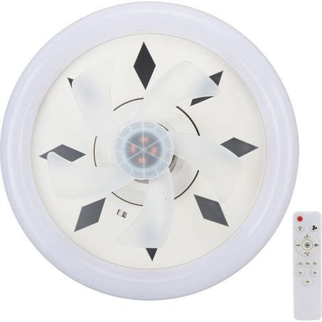 Ventilateur de plafond avec éclairage, plafonnier LED 60 W avec ventilateur rotatif à 360 °, silencieux, avec télécommande, douille E27, minuterie, pour chambre à coucher, loft, cuisine, salle (1/5)