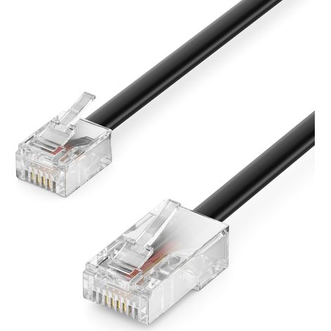 1m Câble Téléphone RJ11 vers RJ45 Modulaire plat RJ11 Fiche vers RJ45 Connecteur Réseau Prise Téléphone Modem Routeur FAX ISDN DSL VDSL Internet Noir (1/5)
