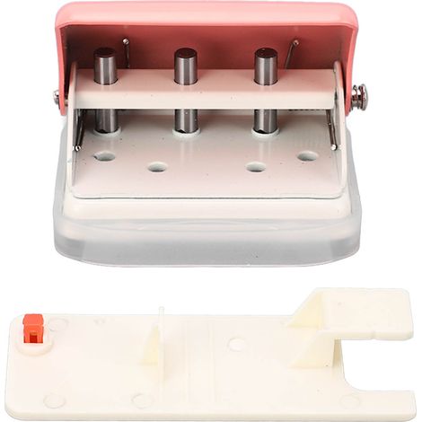 Perforatrice manuelle 3 trous rose pour feuilles mobiles, capacité 5 feuilles, poinçon à papier de bureau portable (1/5)