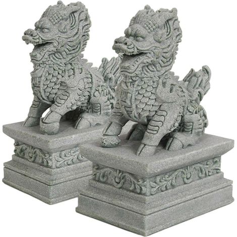 Lot de 2 mini statues Kirin, décoration pour aquarium, étagère, salon, Nouvel An (1/4)