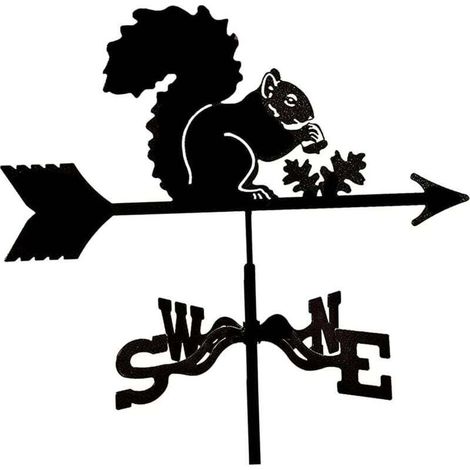 Girouette de jardin en métal – Fer de haute qualité résistant aux UV – Design écureuil pour extérieur – Durable et facile à assembler (1/4)