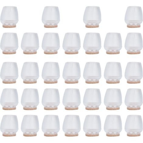 Lot de 32 protections antidérapantes en silicone transparent pour pieds de meubles, tables et chaises.