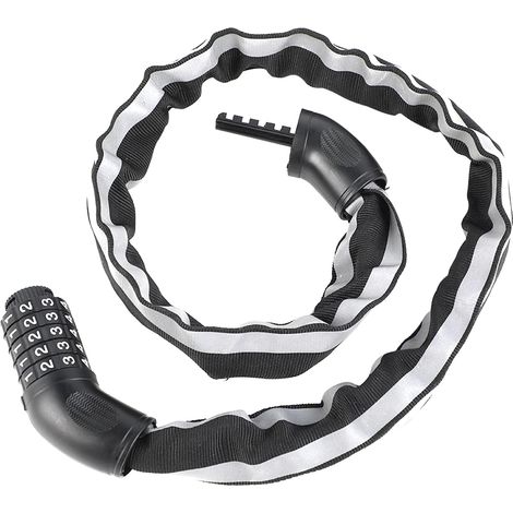 CSPARKV Bike Lock - Bike Padlock - Combination Bike Lock - Bike Chain Lock - High Security Bike Lock - With Reflective Strips (Black)