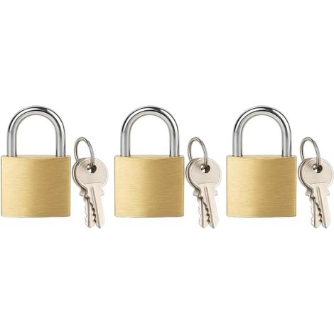 Lot de 3 mini cadenas en laiton avec clés (20 mm) - petits cadenas résistants, parfaits pour les valises et les sacs de voyage. (1/5)