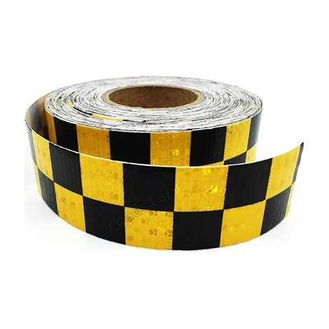 Filiyano-Ruban de sécurité réfléchissant imperméable (jaune et noir, 5 cm x 25 m) - Étiquettes de signalisation de danger à haute visibilité et forte (1/5)