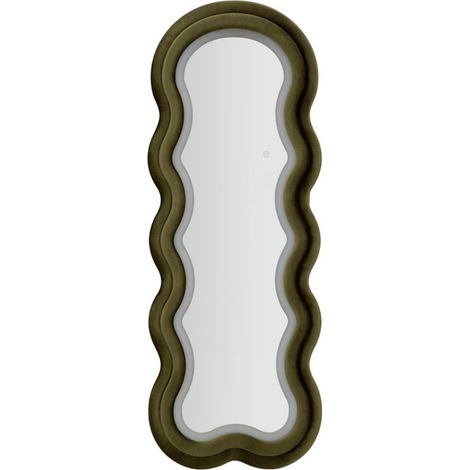 Specchio da parete in velluto verde, 60x4x160 cm – Led Miki