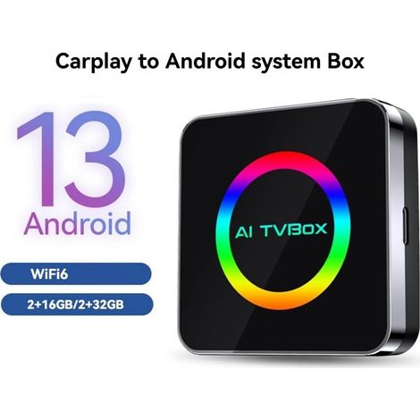 Applicable Android 13 AI TVBox AI Box Carplay WIFI6 2G + 32G Carplay sans/Android Auto Carplay vers Android AI Box 2G + 32G (1/5)