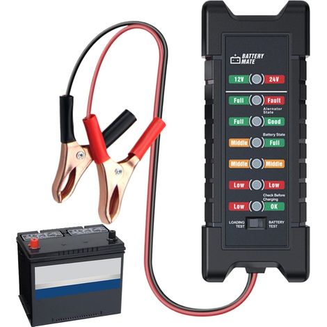 Analyseur de batterie de voiture - 12 V/24 V - Analyseur de batterie de voiture - Analyseur de charge pour voiture, camion, moto, bateau (1/5)