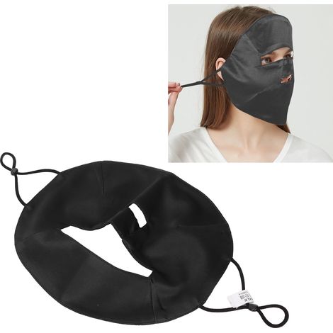 Atmungsaktive Gesichtsmaske aus Seide für den Sommer 2022, Hautpflege und Sonnenschutz, marineblau (1/5)