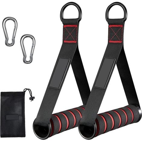 Poignée De Tirage - Double Anneau En D Métallique - Pour Câble De Musculation Et Bande De Résistance - 5 Pièces (1/5)