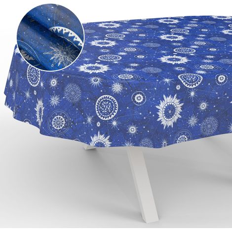 Nappe en Toile cirée Lavable, pour Table de Jardin, extérieur et intérieur, Ovale, 240 x 140 cm, Bord coupé, Astrologie (1/5)