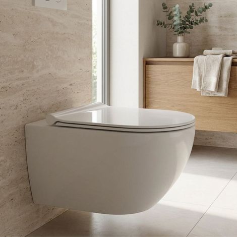 Siège de WC en thermodurcissable blanc avec charnières métalliques – Mirto Round  Ceramica Dolomite