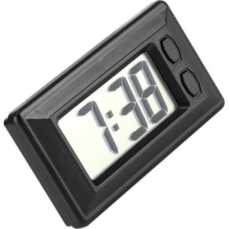 Horloge Numérique - Écran LCD 46,5 x 22 mm - Pour Tableau De Bord Voiture - Noir - Alimentation Pile LR1130 - 1 Pièce (1/4)