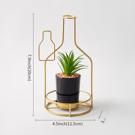 Maceta redonda de hierro forjado, estilo europeo, 9x9x19,5 cm – Decoración sencilla y lujosa – Para salón, recibidor o comedor