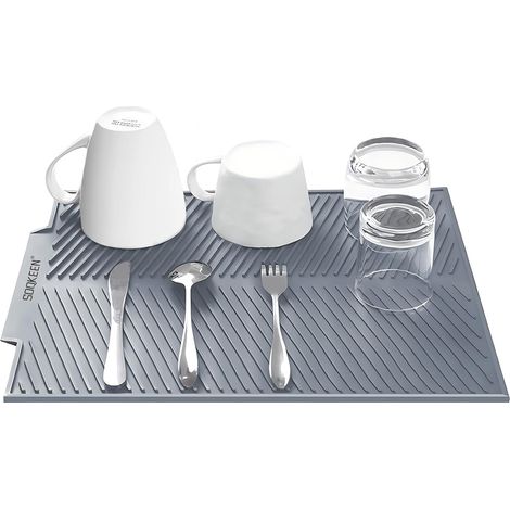 Dish Drying Mat Silicone 43 x 33 cm, Light Grey (1/5)