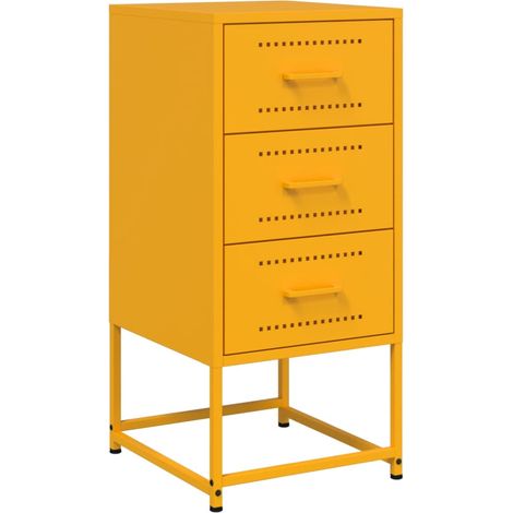 Maison Exclusive - Mesita de noche acero amarillo mostaza 36x39x7
