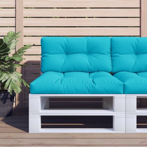 Coussin de palette turquoise 70x40x12 cm tissu (1/5)