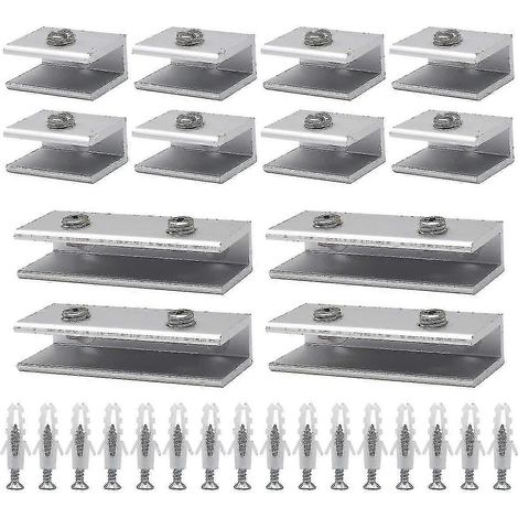 Pince à verre, lot de 12 supports de fixation pour verre, charnière en aluminium, support d'étagère en verre massif, clip d'étagère adaptable pour verre de 6 à 8 mm (1/3)