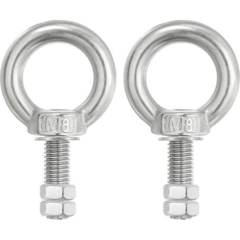 Boulons d'Œil d'Épaule de Levage 2 Pcs M8x40 Acier Inoxydable 304 Anneau d'Épaulement de Boulon à Œil à Vis Filetée avec Écrous Doubles Fixés pour Levage Suspendu (1/5)