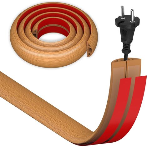 Passage de Cable au Sol adhésif Goulotte Passe, Petit Canal de Câble Flexible, Protege Cable Sol, Cache Cable Sol Bois pour la Management Bureau de Sol, Prévention des Risques de Trébuchement (1/5)