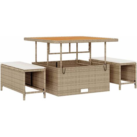 Ensemble de salle à manger pour jardin,Mobilier de jardin Beige Poly rotin CFW84386 (1/5)