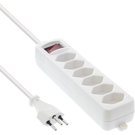 Inline Multiprise 6 Prises avec Interrupteur Blanc 1,5 m (1/3)