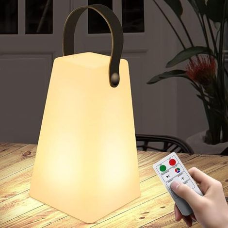 Lampe de Table Extérieure Gradable Lampe de Table Sans Fil 8 Couleurs avec Télécommande Portable Lampe de Table pour Exterieure Jardin Salon Terrasse Lanterne Intérieure (1/4)