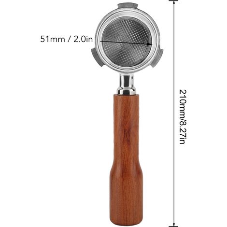 Ortviai Portafilter café sans fond 51 mm en acier inoxydable 304 et bois massif pour machine Delonghi DEDICA ARTE (1/4)