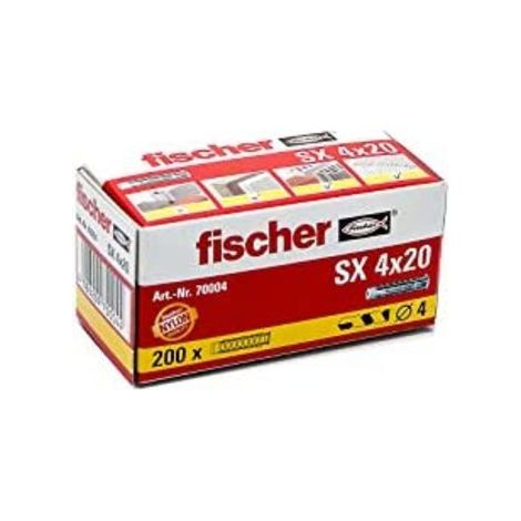 Fischer – Chevilles à expansion nylon quadruple 16x80mm – Pour béton, brique et plâtre – Boîte de 10 – 70016