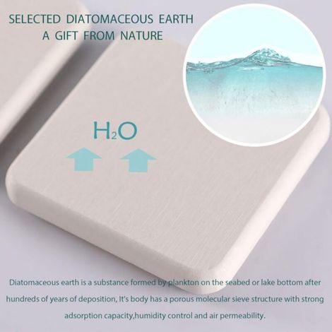 Plateau absorbant en pierre - - Lot de 2 - 10x22 cm - Blanc - Diatomite - Absorption rapide - Antidérapant (1/5)
