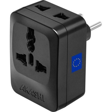 Adaptateur de Voyage - AKASHI - Type C - 3 Sorties Universelles - Compact - Léger (1/5)